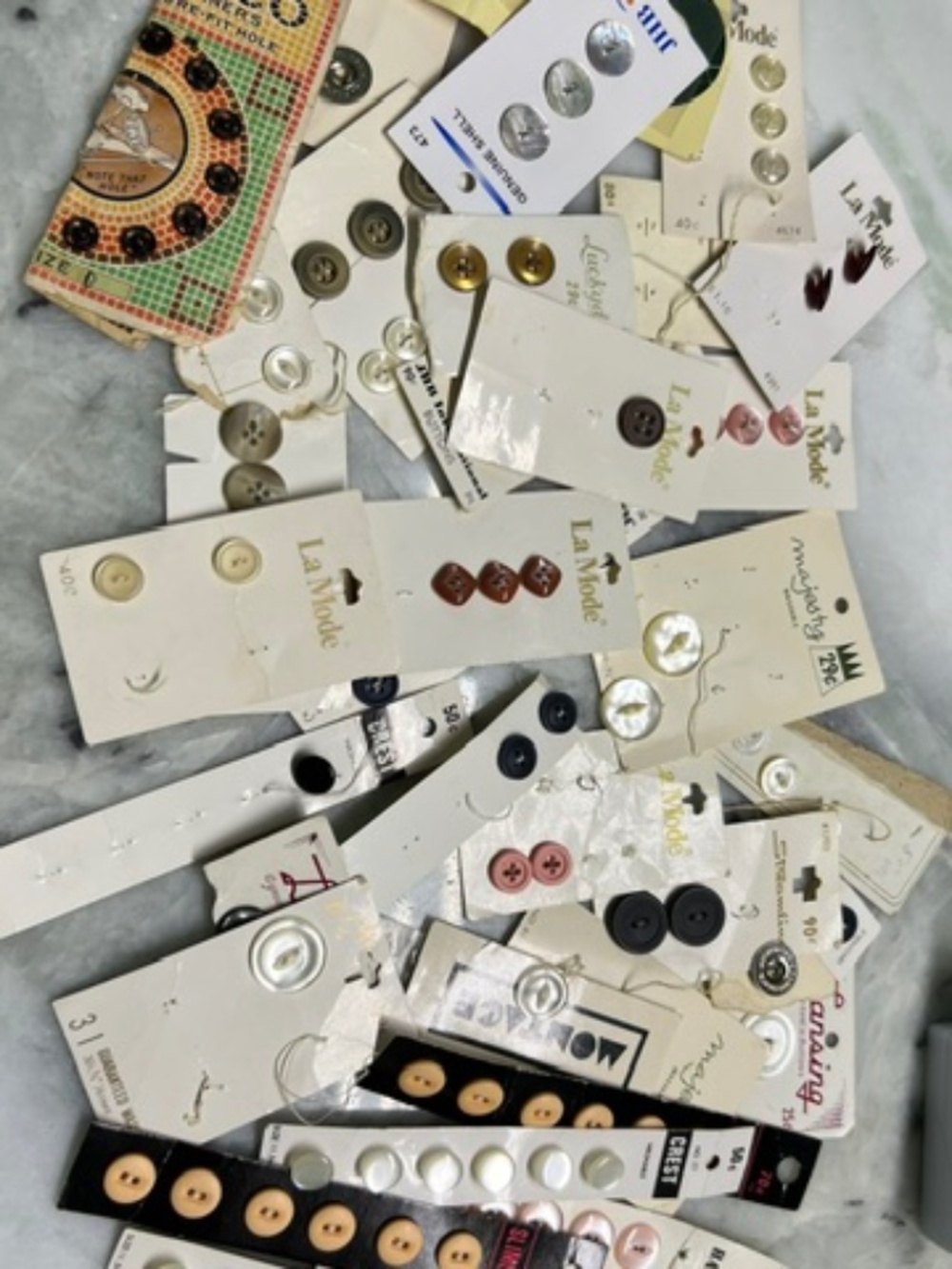 Assorted Vintage & Modern Buttons on Cards